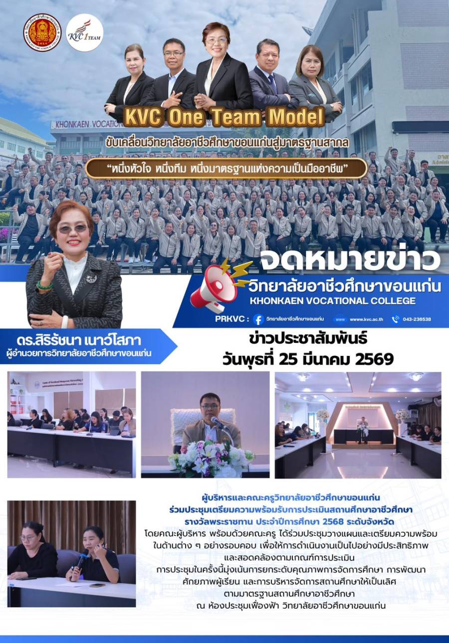 เตรียมความพร้อมรับการประเมินสถานศึกษาอาชีวศึกษารางวัลพระราชทาน ประจำปีการศึกษา 2568 ระดับจังหวัด